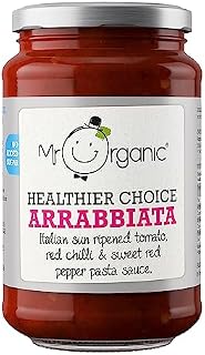 Mr Organic - Arrabbiata Healthier Choice Pasta Sauce - Organic & Gluten-Free - Made with Sun-Ripened Italian Tomatoes, Red Peppers & Chilli - Vegan & Non-GMO - No Added Sugar - Bold & Spicy Flavour