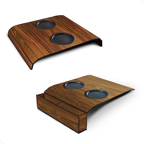 Bandeja Esteira Porta Copos Braço de Sofá Kit com 01 porta controle e 01 simples (IPÊ-AMARELO)