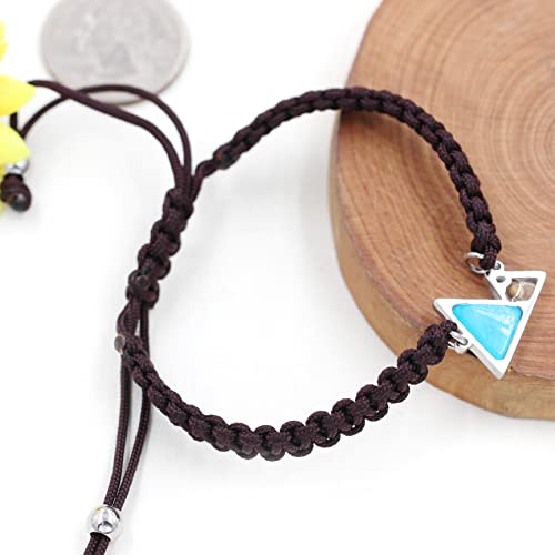 Image of Uloveido Handmade Braided Rope Bracelets with Blue Triangle Mountain Mustard Seed Charm Unisex Mountain Bracelet