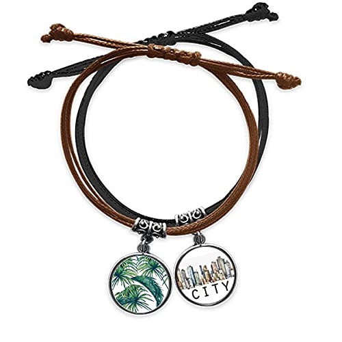 Bracelet corde et cuir Sidi style feuille Ciel Vert Heureux