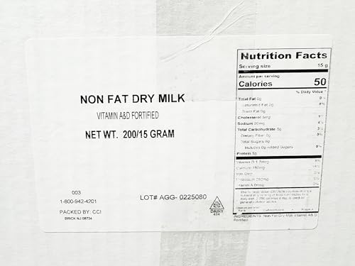 Non-Fat Dry Milk Instant Mix Packets – 15g Each, 200 Pack – Vitamin A & D Fortified, Shelf-Stable Powdered Milk - Thumbnail 2