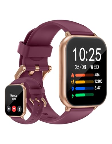 HUAKUA Smartwatch 1,85 Zoll Touchscreen mit Bluetooth Anrufe für Damen Herren,Sportuhr mit Herzfrequenzmessung,SpO2,Schrittzähler,Schlafmonitor,110+ Trainingsmodi für iOS Android Handy