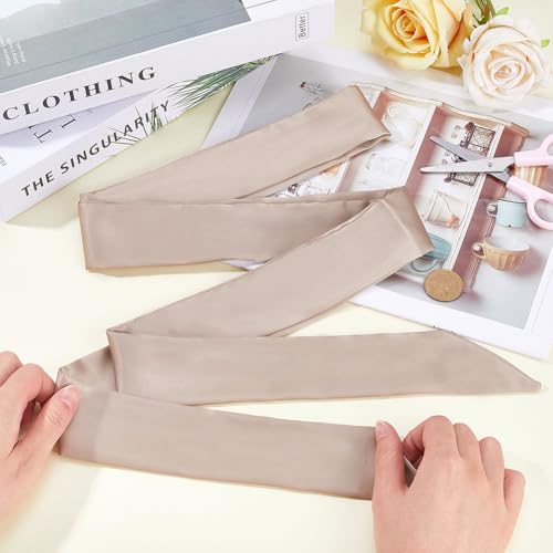 CRASPIRE 75x2in Sash Stain Waist Belts for Dress Long Thin Chiffon Silk Tie Bow Belt Brown Scarf Scarves Skinny Neck Tie Ribbon Neckerchief for Formal Bridal Wedding Women Girls Gown Party Clothes3
