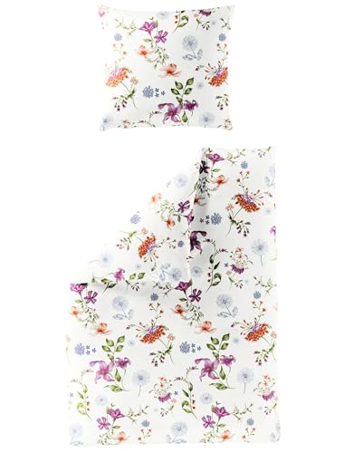 Bierbaum Biber Winter Kuschel Bettwäsche 2 TLG. 135x200cm 155x220cm Blütenpracht Bunt/Offwhite Warm Blumen, Größe:135x200cm Bettwäsche