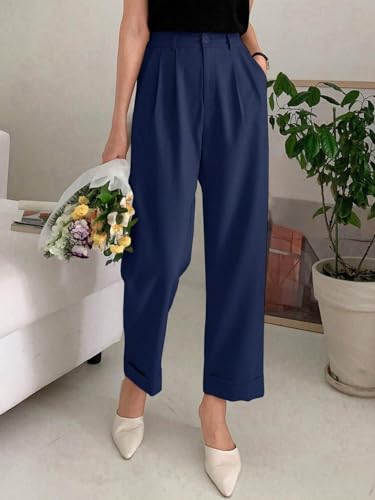 Image of KOTTY Women's Cotton Blend Cross Pocket Solid Trousers