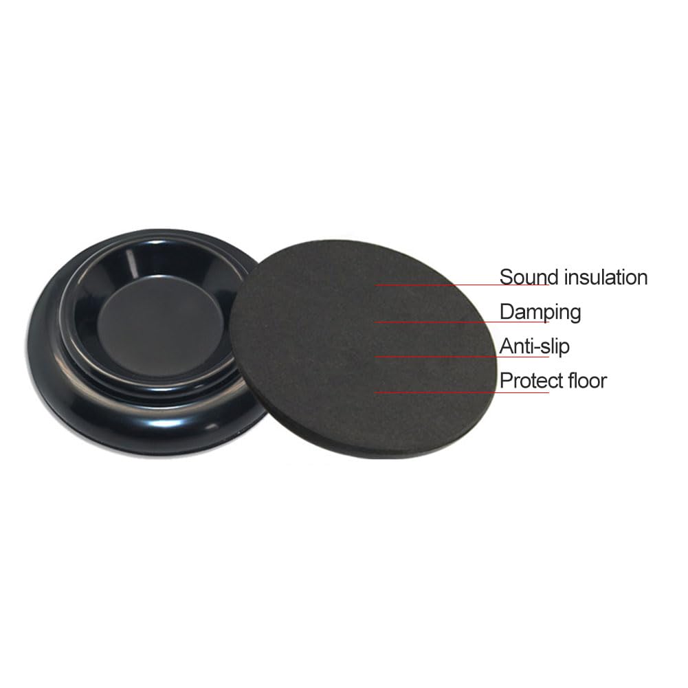 Helweet Upright Piano Caster Cups, Piano Caster Pads, 4 Pcs, Black, Non-slip, Soundproof Plastic, Protects Floors, Tiles and Carpets - Image 3