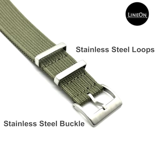 Image of Lineon 20mm & 22mm Stainless Steel 304 Buckle & loop Nylon Vintage Style NATO Watch Strap ONE WAY NATO Nylon STRAP Imported Quality With Pins and Pin Remover Tool (Include)