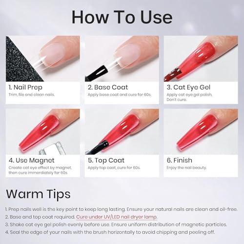 Image of VENALISA Cat Eye Gel Nail Polish Set, 12 Colors, Translucent Jelly Polish with Magnetic Glitter Effect, Soak Off UV Collection, No Wipe Formula, Clear, 7ML (YUNO)