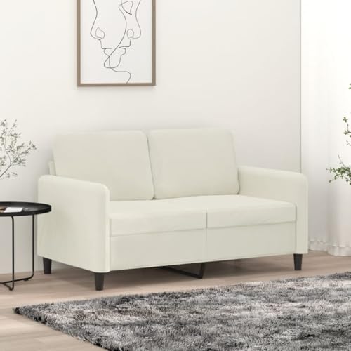 WHOPBXGAD Sofá de 2 plazas Terciopelo Crema 120 cm Moderno Elegante, Estructura metálica Robusta, Acolchado Grueso cómodo para Sala de Estar, salón, Lectura y relajación