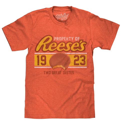 Tee Luv Men's Reese's Peanut Butter Cup T-Shirt - Retro Reeses Candy Logo Shirt, Orange Heather, S
