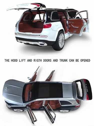 Image of Die-Cast Zinc Alloy 1:24 Scale Mercedes Benz Gls600 Maybach Car Model Large With 6 Openable Doors,Lights & Music Alloy Pull Back Toy Car For Kids (Gls600),Black