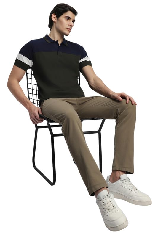 Image of Dennis Lingo Men's Navy Cotton Polo Neck Tshirt, Slim Fit Half Sleeve