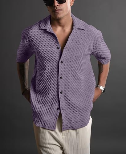 Image of NexaFlair Casual Shirt for Men|| Shirt for Men|| Men Stylish Shirt||Button Down Shirts Half Sleeve Bubble Fashion Textured Shirt