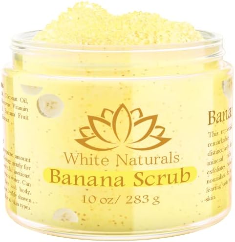 Organic Banana Body Scrub, Moisturizing and Exfoliating Salt Face & Body Scrub, Fights Stretch Marks, Fine Lines, Pure Exfoliator for Skin Care and Refresh Feeling