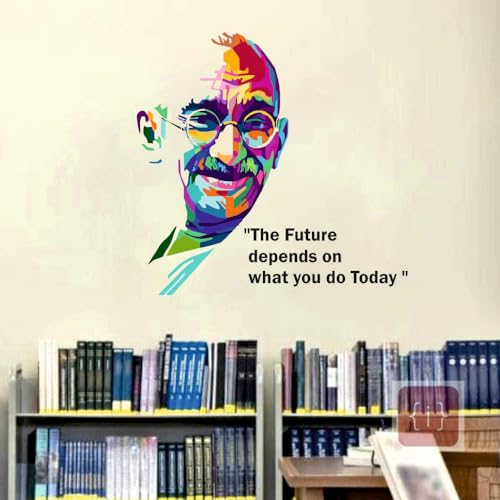 Image of Mahatma Gandhi The Future Quotes Office - Inspirational - Motivational - Quotes - Wall Sticker for Kids Room, Living Room (Size - 78CM X 81CM)