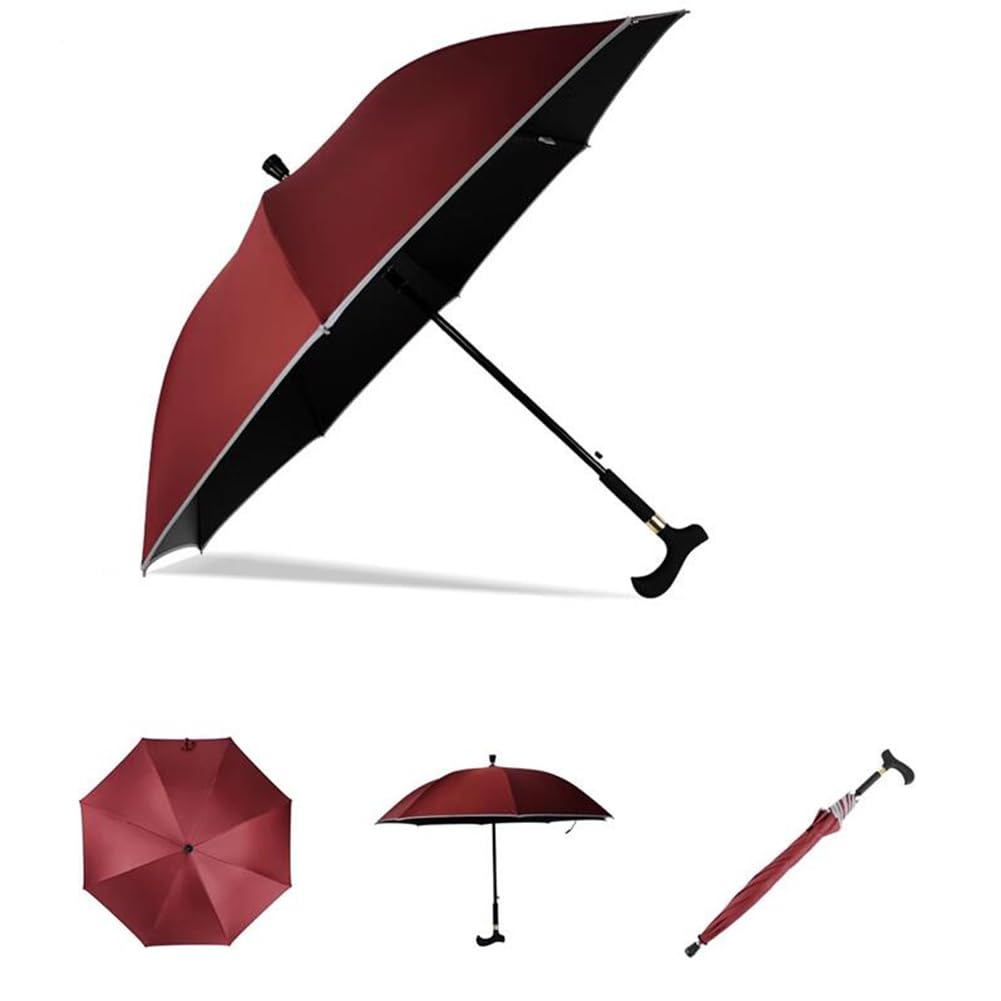 Parasol z laską, Wiatroodporna, lekka laska parasolowa z własnym zabezpieczeniem, Do wspinaczki, wędrówek, spędzania czasu w deszczu