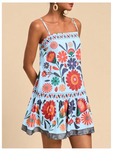 Image of Floerns Women's Sleeveless Cami Dress Floral Flounce Hem Summer Short Dresses