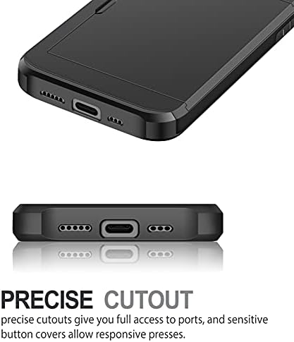 Coolden for iPhone 13 Case Wallet Case Cover Armor Shockproof Case Heavy Duty Protective Case Hard PC Back Soft TPU Bumper Card Holder Slot Wallet Case Cover for iPhone 13 Phone Case (Black)