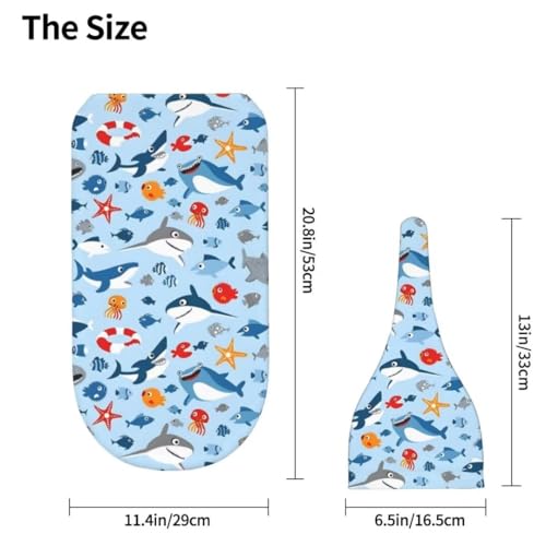 Image of Cartoon Sharks Ocean Newborn Swaddling Blanket Beanie Hat Sets Soft Baby Receiving Funny Blanket Soft Sleeping Bag New Born Soft Sleep Sacks for Boys Girls