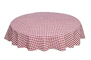 Oasis Home Collection Cotton YD Round Gingham Check 6 Seater Table Cloth (Red, 60 inch, Pack of 1)