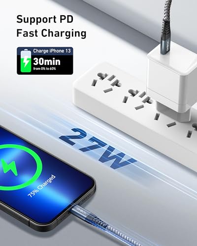 Image of USB C to Lightning Cable [Apple MFi Certified] iPhone Charger 6 FT, 2 Pack | Heavy Duty Nylon Braided iPhone Charging Cord for iPhone 14 13 12 11 X XS XR SE 8 7 6 5, iPad Pro, Air, mini, iPod, AirPods