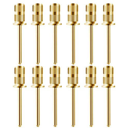 12 Pack Nail Drill Bits for Acrylic Nails, Professional Carbide 3/32 Inch Golden Nail Drill Bit Set for Nail Art Design, Manicure, Pedicure, Nail File, Cuticle Clean etc.