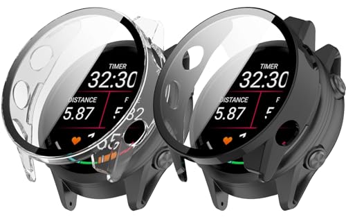 【2枚セット】For GARMIN(ガーミン) Forerunner 570 47mm ケース フィルム+PCフレーム 一体型【ZENGZOUZ】装着簡単 耐衝撃 高透過率 指紋防止 傷防止 GARMIN Forerunner 570 47mm カバー(ブ