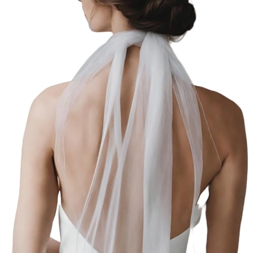 Thin Ivory Tulle Bridal Scarf, Long Silk Wedding Necktie, English Net Neckerchief, Draped Wedding Wrap, Soft Bridal Bow Cape