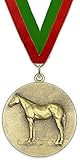 Emblemarket - Medalla de Metal Personalizable - Caballo Hípica - Color Oro...