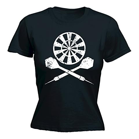 Novelty Funny Top - Slogans Women's Darts Board Dart Cross Design (XXL Black) Fitted T-Shirt Womens t-Shirts tee Shirts Ladies Offensive t Funky Cover