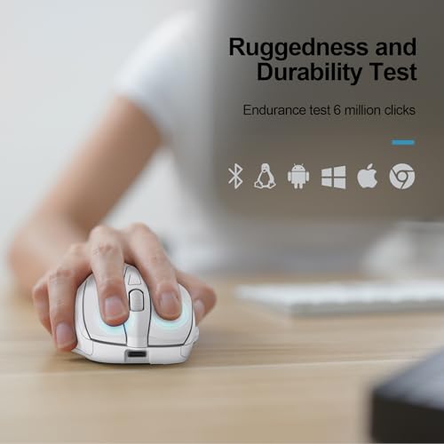 Image of TECKNET Wireless Mouse, BT 5.0 /2.4G, Rechargeable 6-DPI Silent, White | Bluetooth 5.0 /3.0 & USB A, 2-Device Easy Switch, Wide OS Compatible, 6 Buttons, 6-DPI up to 4800, Ergonomic for S to M Hands