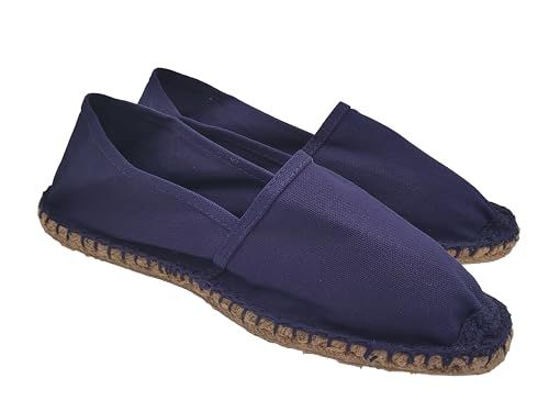 Espadrilles Homme et Femme en Toile, Chaussures d'Été Slip On, Classiques Espadrilles Basse Fond en Caoutchouc, bleu foncé, 42 EU