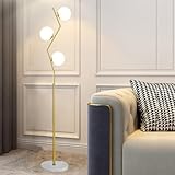 Lámpara de pie de vidrio de tres luces de mediados de siglo, sala d