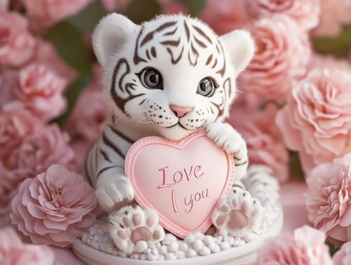 Pintura por numeros para adultos de tigre blanco: kit de lienzo DIY con pinceles de 50 x 60 cm
