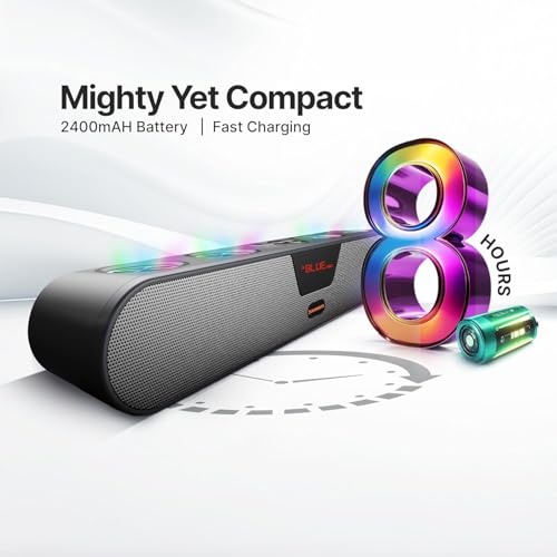 Image of CrossBeats Blaze B30 Bluetooth 30W Soundbar Gaming RGB Light, AUX, BT, SD Card, USB &FM, 8 Hrs Playtime Fast Charge Sound bar Smart tv with Built-in mic, Speaker for Mobile, PC, Laptop (B30 (New))