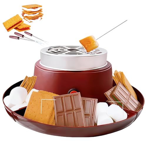 CYTBEK 2-in-1 Electric S'Mores Maker & Fondue Set con 5 Accesorios-Placa Antiadherente de 30 cm, Temperatura Ajustable para niños y Adultos