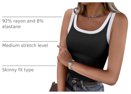 Image of ANRABESS Womens Square Neck Ribbed Tank Tops 2026 Summer Sleeveless Shirts