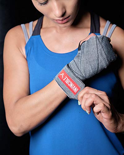 Image of INVINCIBLE Nylon Mexican Style Semi-Stretch Hand Wraps (Grey-Melange, 4.5 Meter)