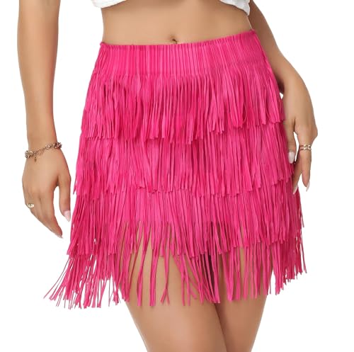 Kisidoo Fringe Skirt Women High Waist Mini Stretchy Pencil Cowgirl