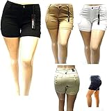 1826 JEANS Women's premium PLUS SIZE TWILL SHORT SOLID COLORS Stretch PS-7380