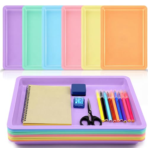 Mifoci 12 Pack Large Plastic Art Trays for Classroom, 16x12x1