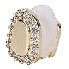 Brrnoo Teeth Grills for Your Teeth for Men Women, Tooth Bling Teeth Accessory Decoration for Halloween Party Hip Hop Show Gold/Silver Tooth (Single Portal Diamond Gold Color) #5