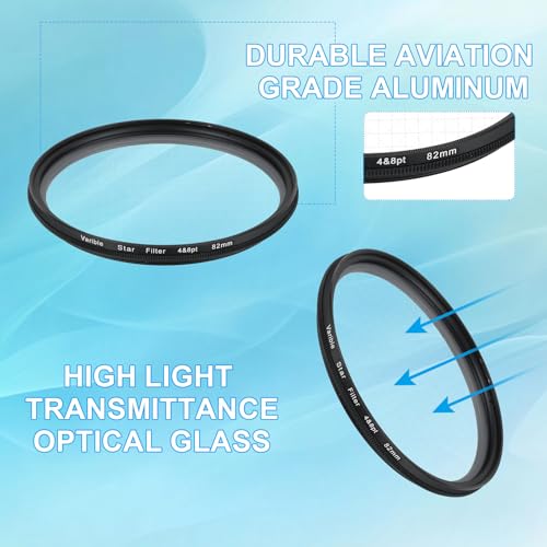 Filtro starburst de 82 mm ajustable para transformar reflejos en estrellas de luz 3