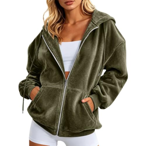 Sweat à capuche femme surdimensionné ample veste sport en velours
