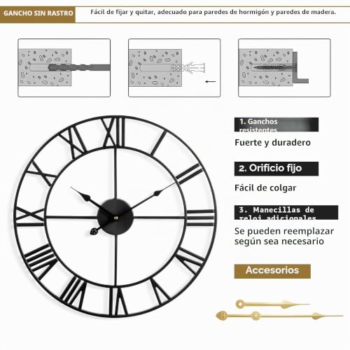 Reloj de pared de diseño vintage y acabados sofisticados para casa 8