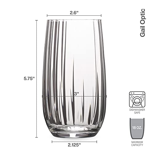 Mikasa Gail Optic Set Of 4 Highball Tumbler Cups, 4 Count (Pack Of 1), Clear #TOP2