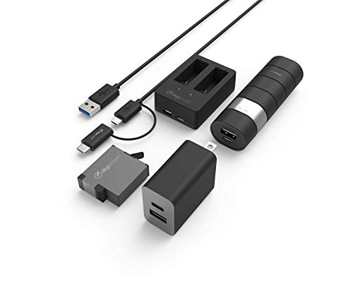 Action Power Kit for GoPro HERO8 Black, HERO7 Black, HERO6 Black, HERO5 Black & Hero Action Camera - Includes Fast Charger, Powerbank, Dual Charger, Rechargeable Battery + Charging Cable
