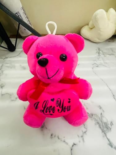 Image of EITHEO Valentine's Day Special Teddy Bear Soft Toy (15 cm) | Cute Stuffed Teddy for ValentineTeddy Bear Day Gift for Girls & Girlfriend | Soft Plush Romantic Gift (Pink)