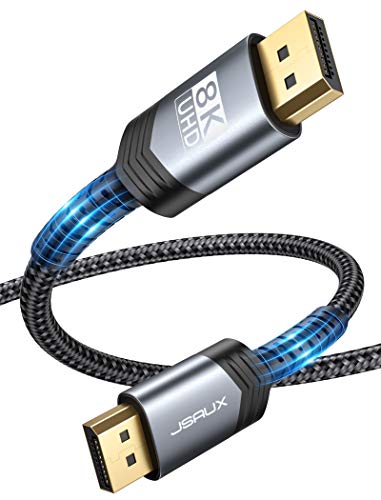 JSAUX 8K DisplayPort Kabel 3M DP 1.4 Kabel [8K@60Hz, 4K@240Hz, 4K@144Hz, 2K@165Hz] DP zu DP Nylon Geflecht Ultra Highspeed DisplayPort Kabel Kompatibel mit Laptop PC TV Beamer Spielmonitor-Grau