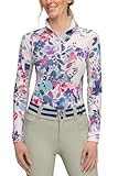 Kastel Denmark Womens Long Sleeve Printed UPF 30 Sun Shirt | Moisture Wicking Base Layer Activewear | 1/4 Zip Golf Polo, Outdoor Apparel